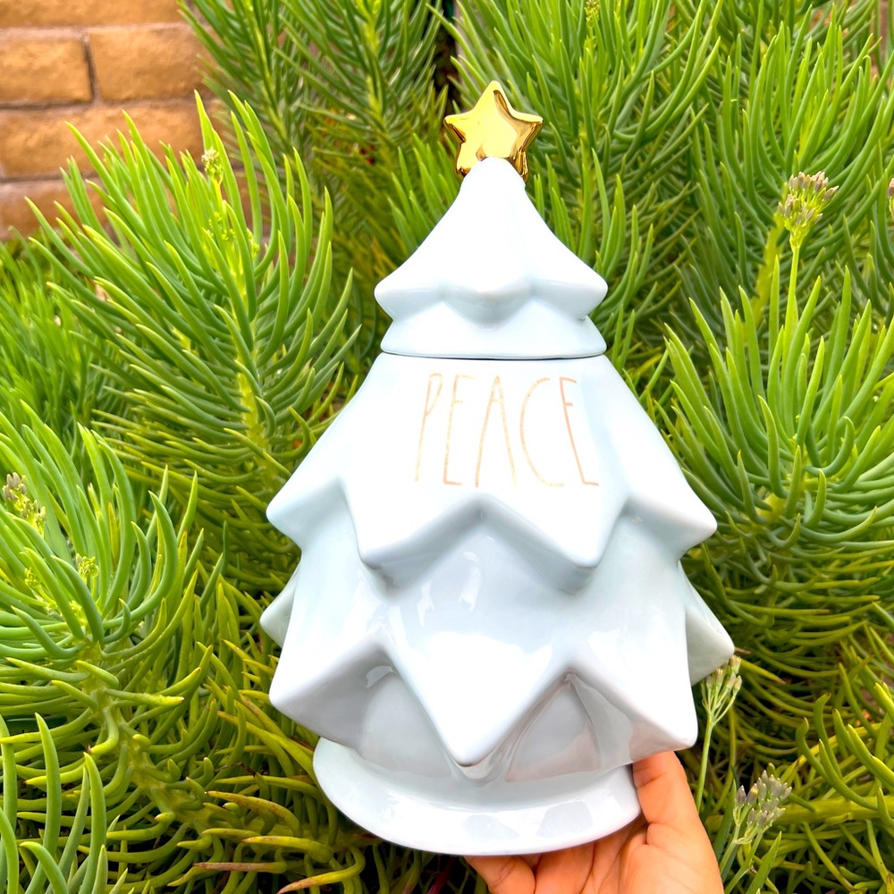 Peace Christmas Tree Cookie Jar